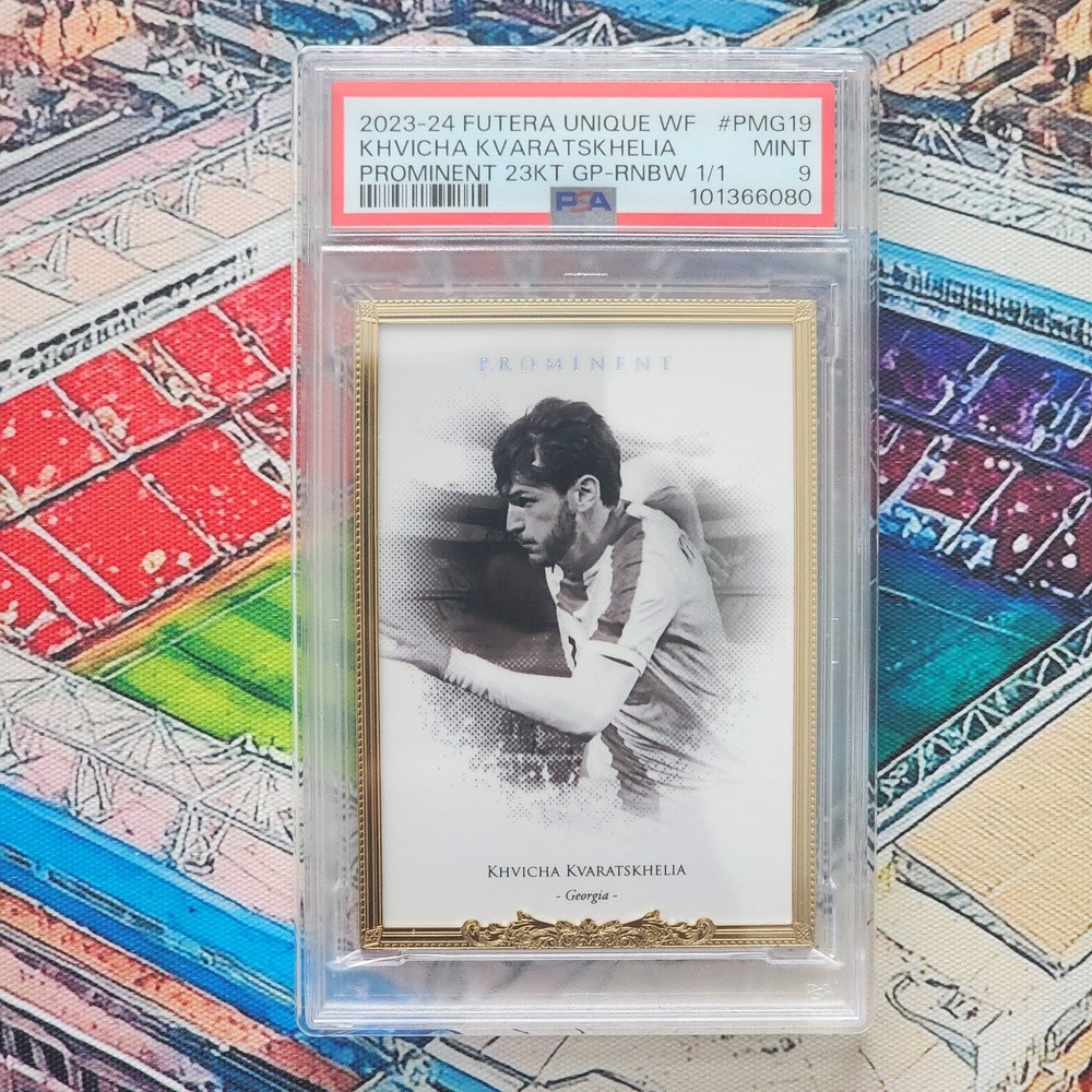 KHVICHA KVARATSKHELIA Futera Unique World Football 23Kt Gold Frame 1/1 PSA 9