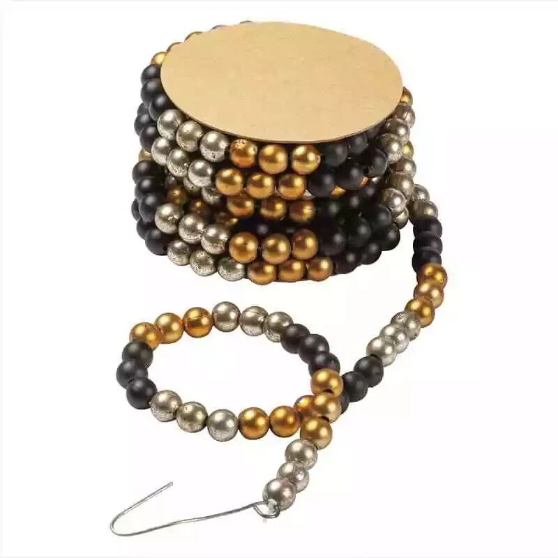Black Silver Gold Orange Beaded Garland 72in Halloween Fall Decor