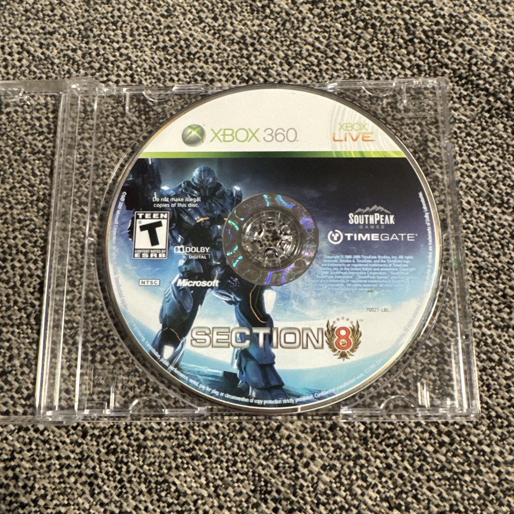 Section 8 (Microsoft Xbox 360, 2009) Authentic, game disc only, tested/works