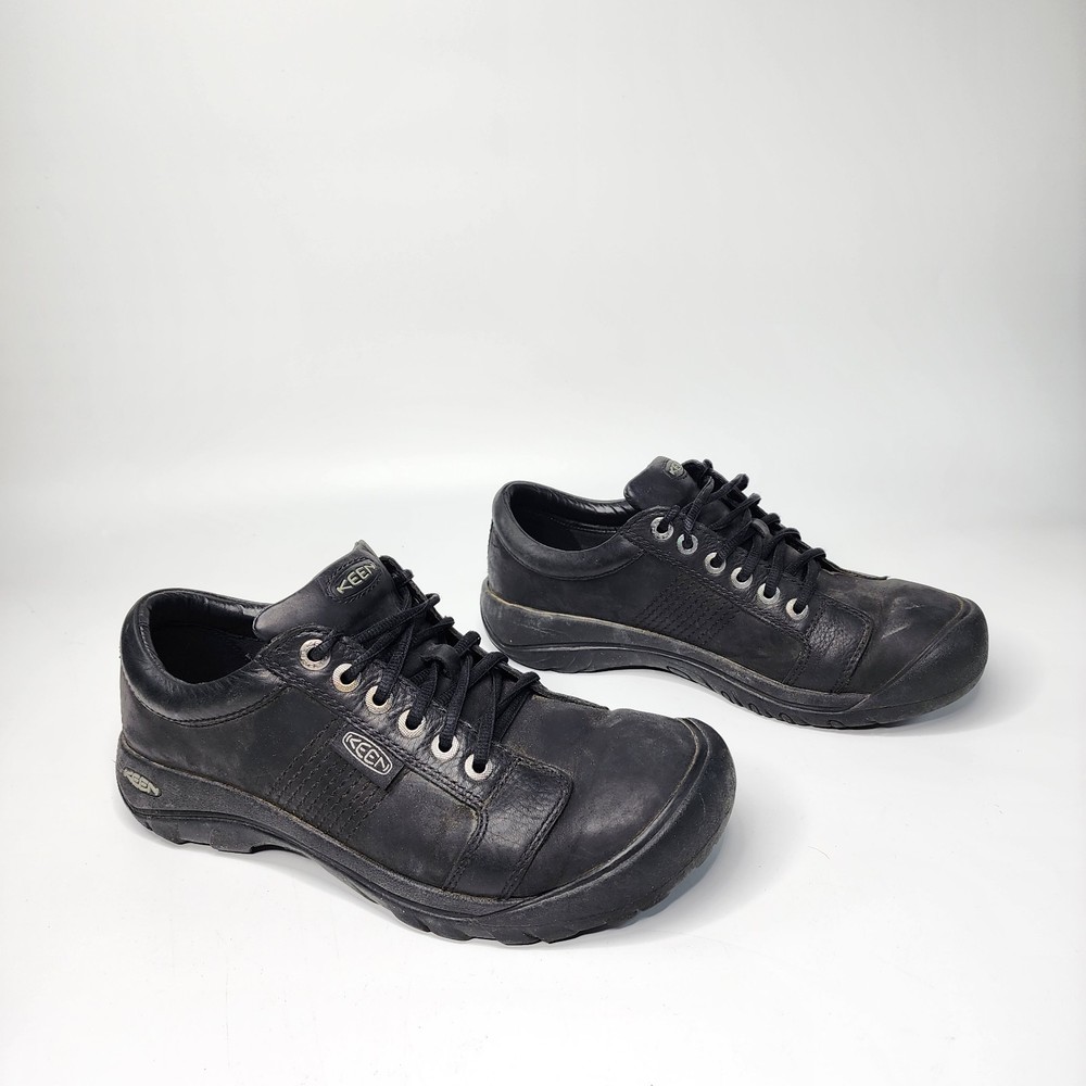 Keen Austin Men’s Sz 10 Black Leather Oxford Shoes Lace Up Hiking Trail (HF24)