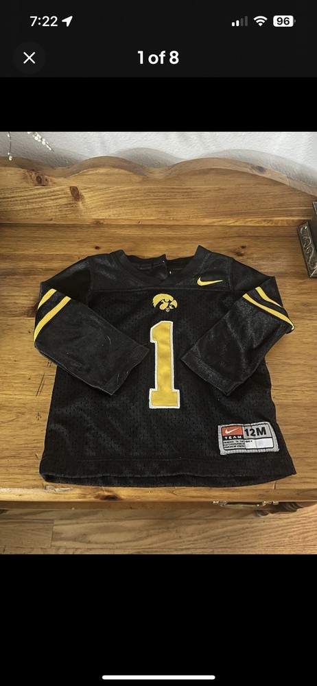 Iowa Hawkeyes Black LS Nike Football Jersey #1 Toddler 12 Months Preowned