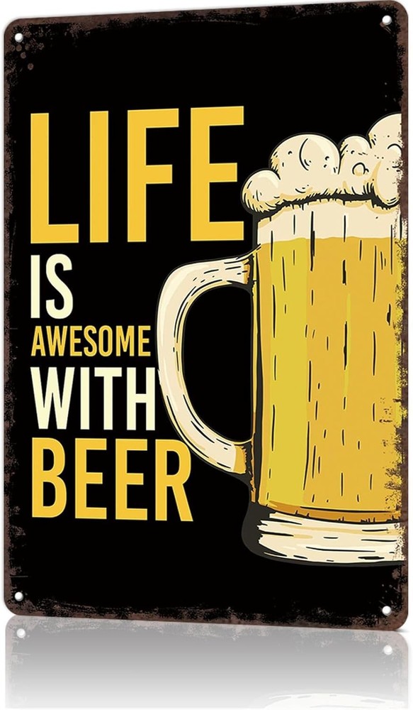 Funny Vintage Beer Lover Metal Tin Sign Wall Art Decor 8x12inch
