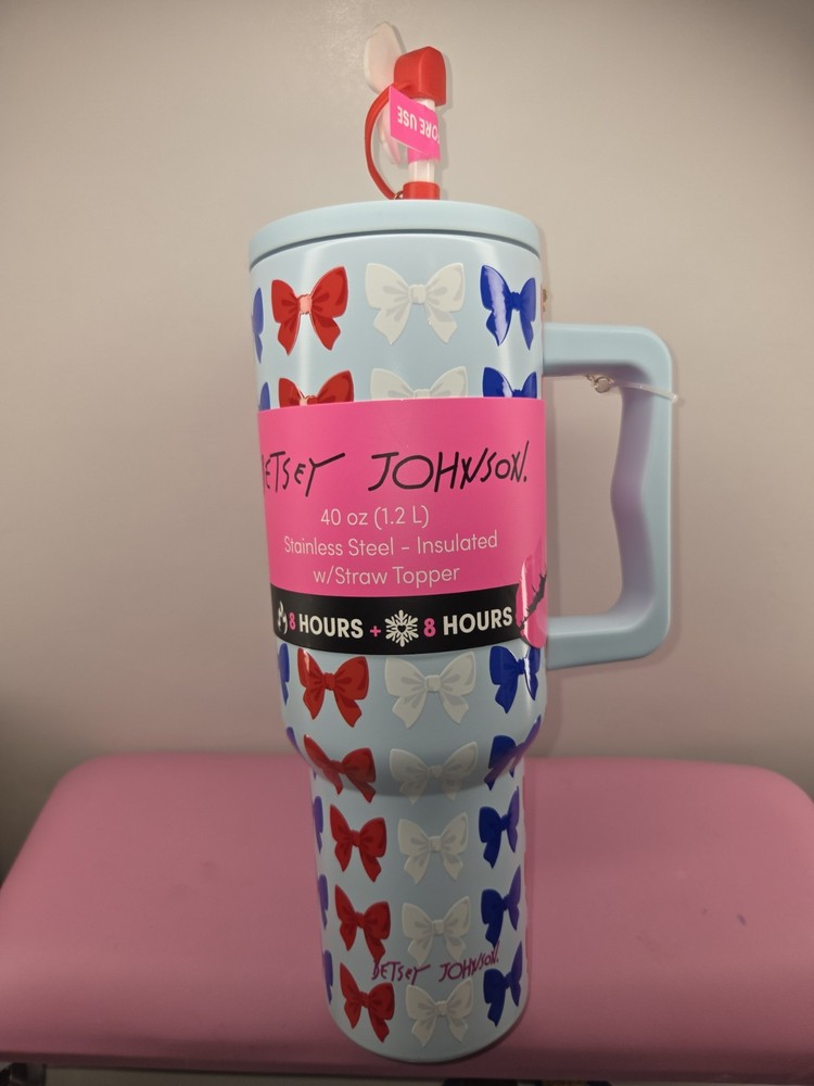 Betsey Johnson 40oz Americana Insulated Mug Bow Print Tumbler