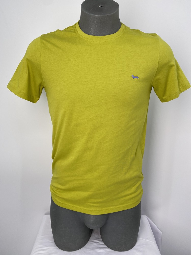 Harmont & Blaine Mens T-Shirt Lime Green Size S Embroidered Dog Short Sleeve
