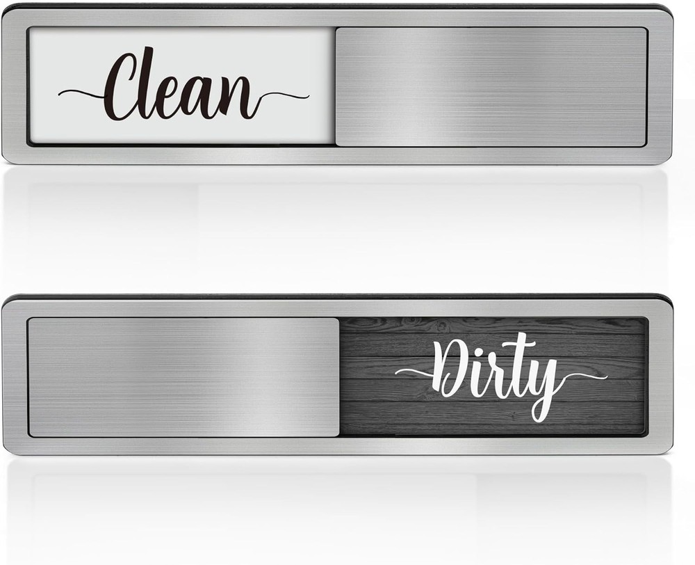 Stainless Steel Dishwasher Magnet Sign for Clean Dirty Status  