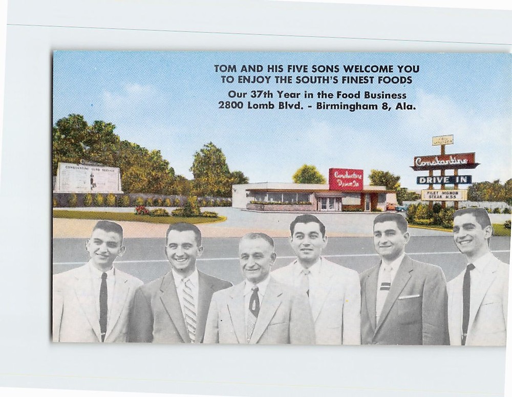 Postcard Tom & His 5 Sons Constantine Drive in Birmingham Alabama USA