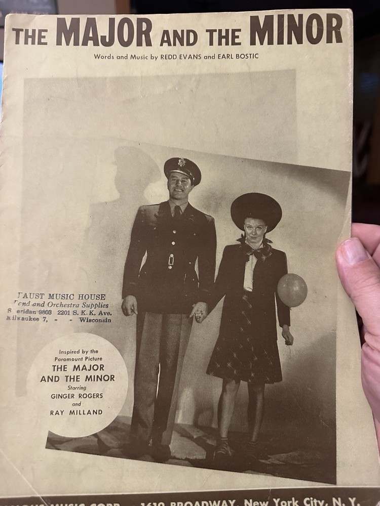 B 1942 movie sheet music GINGER ROGERS The  Major and The Minor