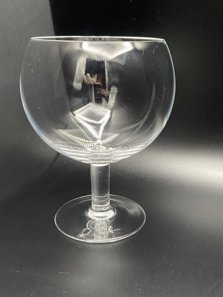 1 TIFFANY & CO Crystal Blown Glass Short Stem Balloon WINE WATER Glass 16 Oz