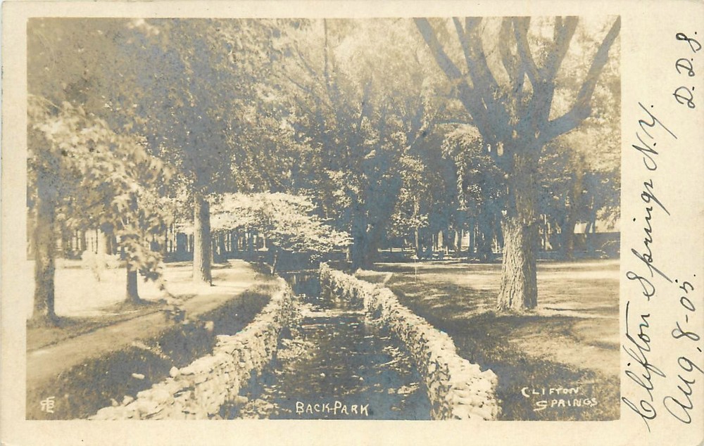 1905 Clifton Springs New York Back Park RPPC Postcard 26-1229