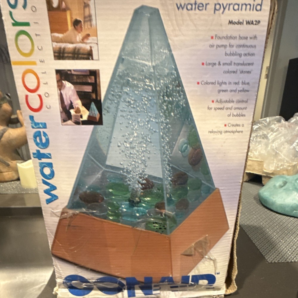 Vintage Conair Watercolors Collection LED Illuminated Blue Pyramid Indoor