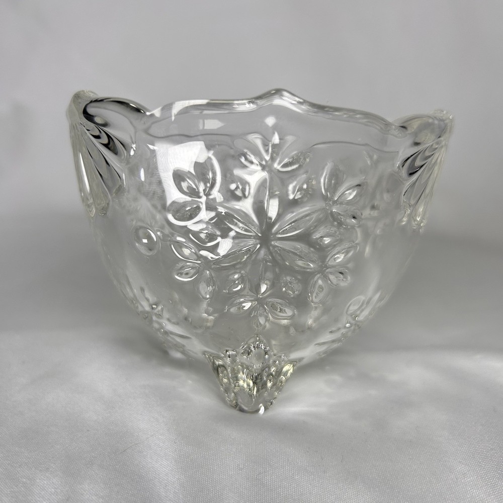 Vintage Mikasa Crystal Snowflake Footed Votive Candle Holder Bowl 3