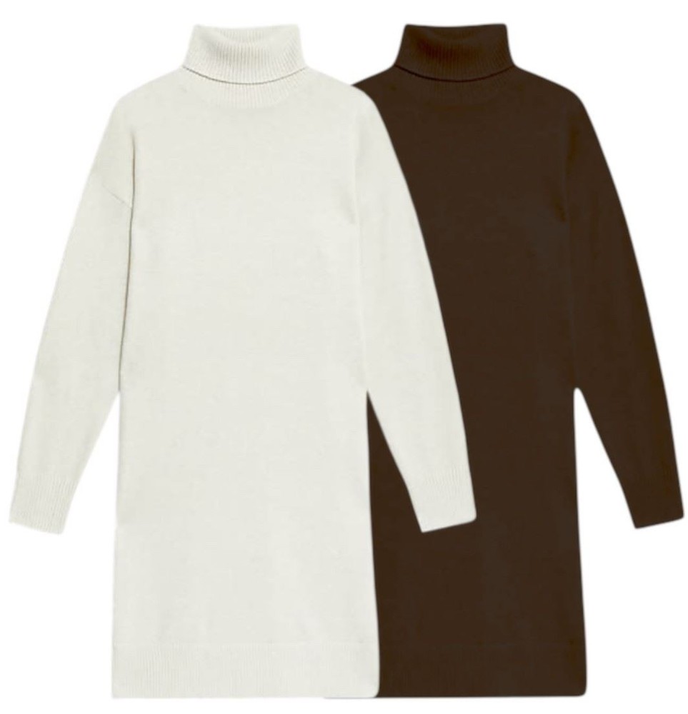 M&S Dress Knit Roll Neck Long Top Ribbed Knitted Ladies High Neck Jumper Sweater