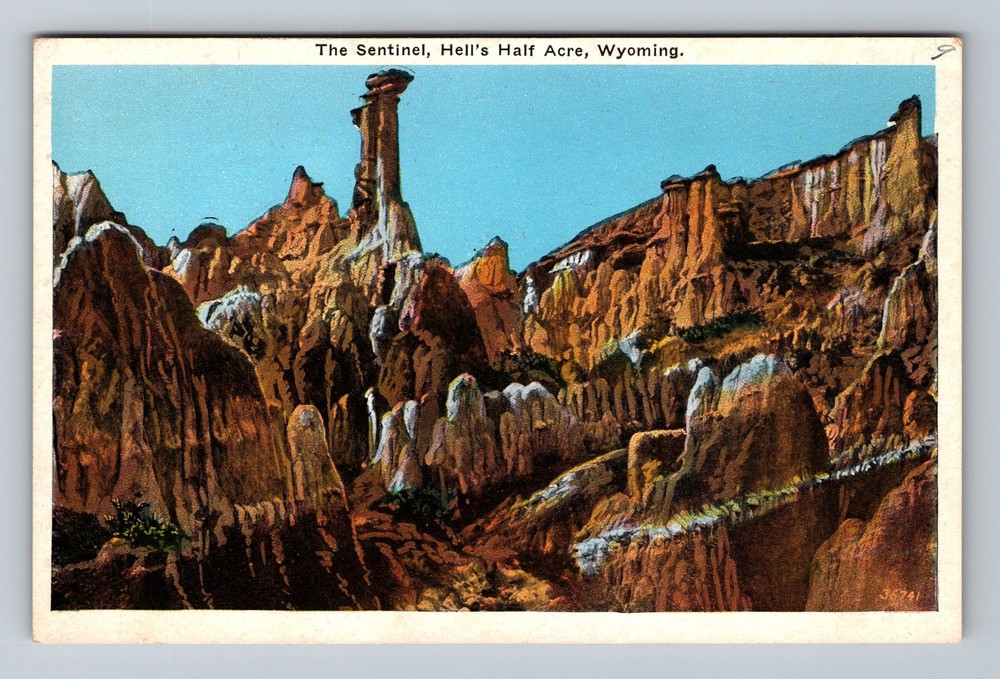 Hell's Half Acre WY- Wyoming The Sentinel Vintage Postcard