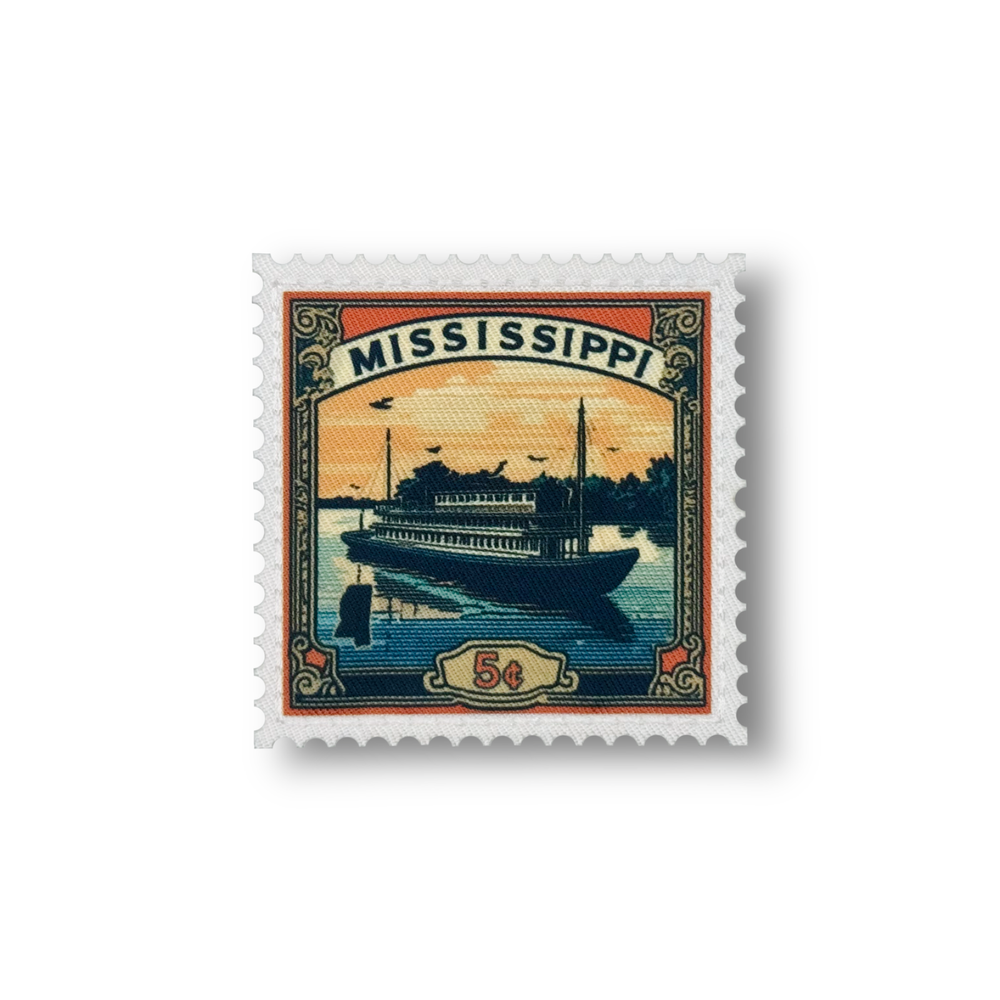 Vintage Mississippi State Postage Stamp Patch for Collectors