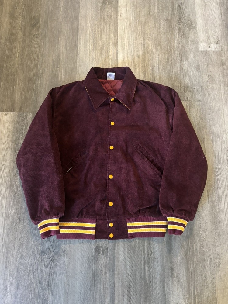 VINTAGE 80s Birdie by Richard A. Leslie Corduroy burgundy Bomber Jacket Small