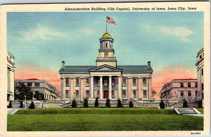 Postcard BUILDING SCENE Iowa City Iowa IA m/09 AO7237