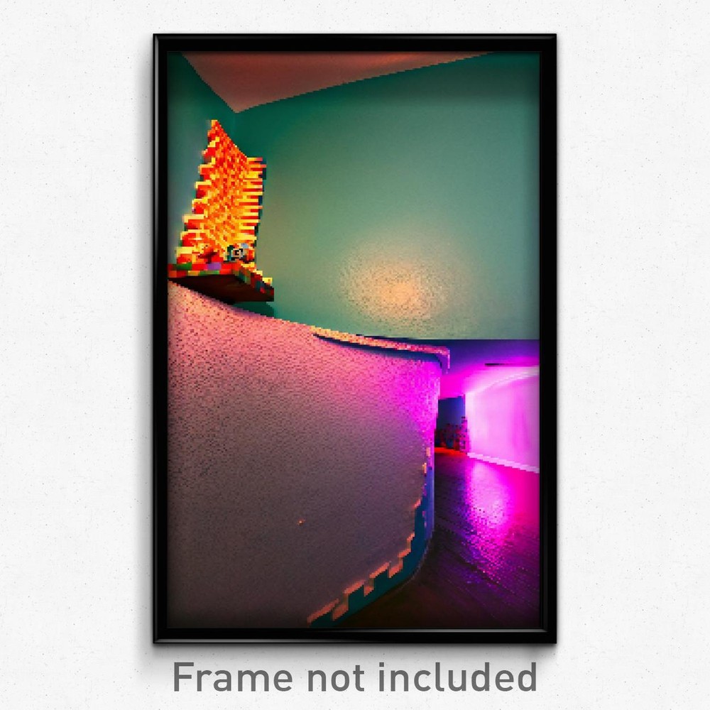 Pixel Art Poster - Quirky Ledge (8 Bit Psychedelic Trippy Video Game Print)