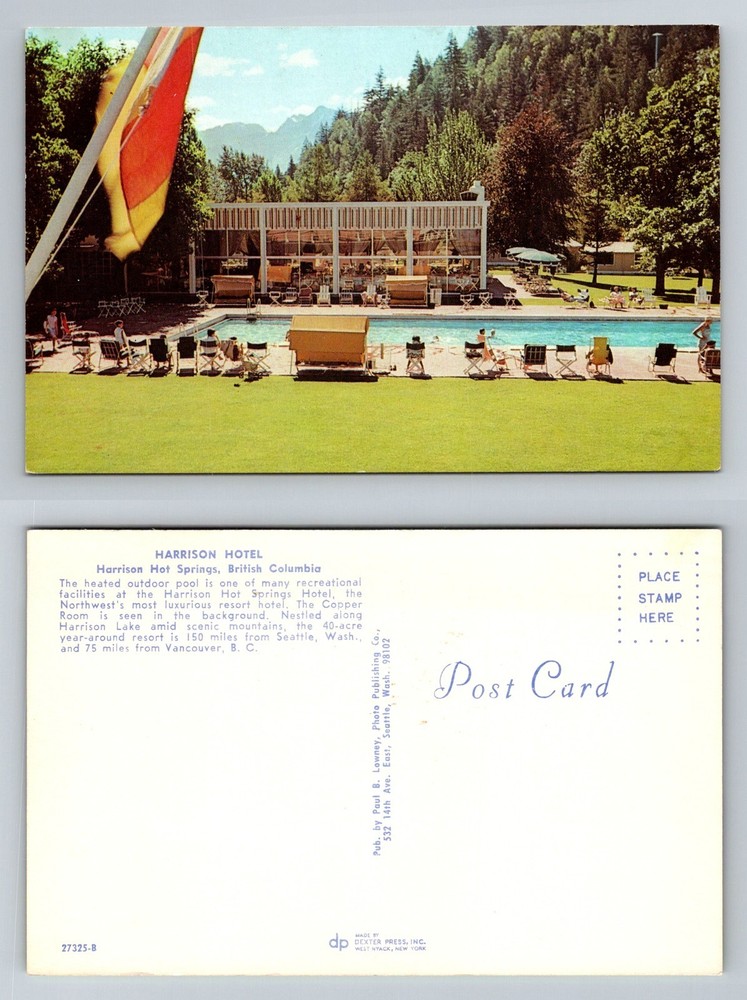 Harrison Hot Springs, BC-British Columbia, Harrison Hotel Pool Vintage Postcard