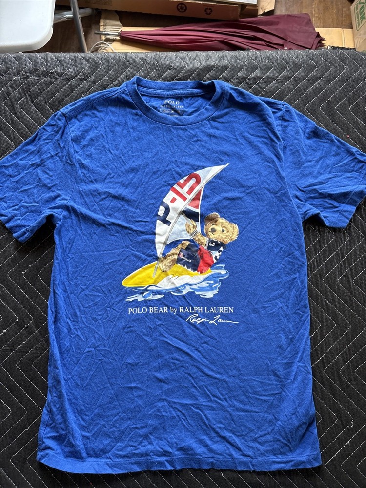 Polo Ralph Lauren Blue Wind Surfing Bear T-shirt Youth Size L (14-16)