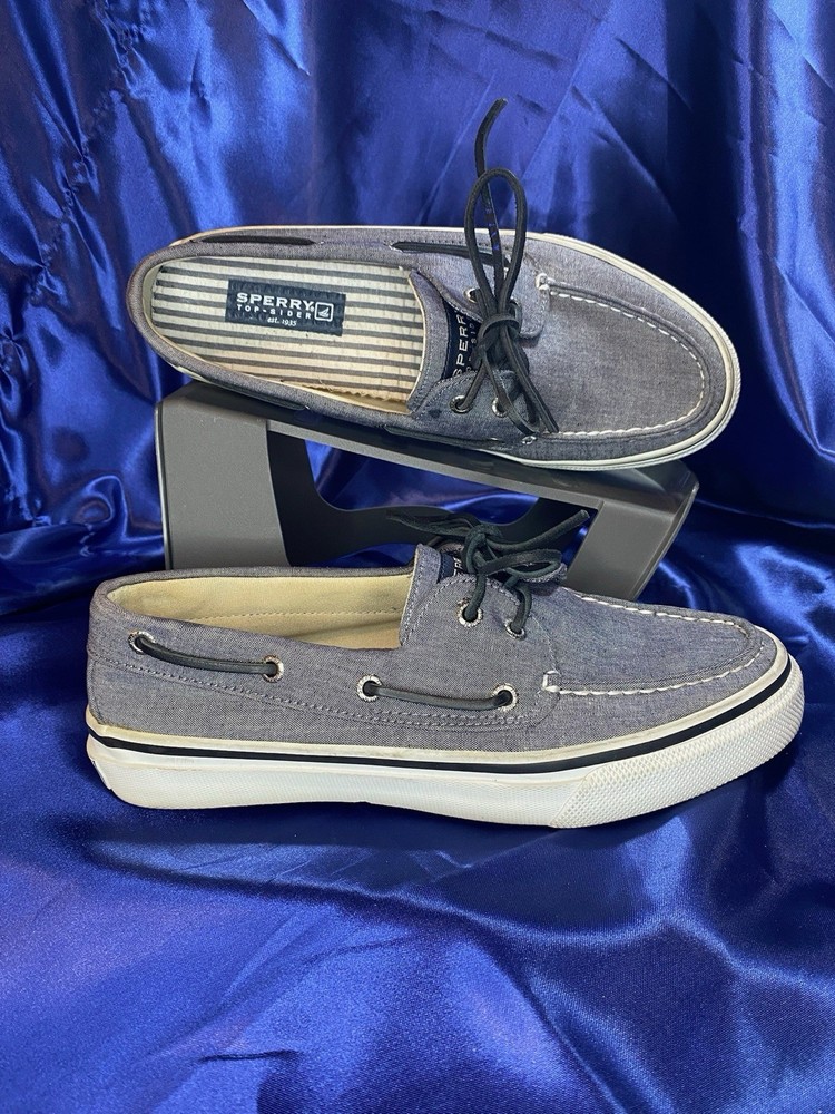 Sperry Top-Sider Shoes Men 8.5 Blue Gray Canvas Boat Deck Casual Loafers