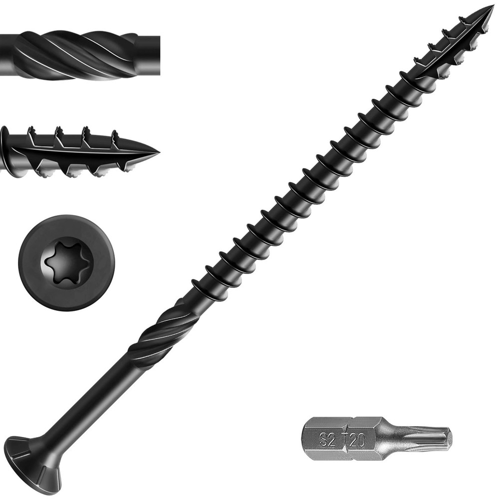 Black Deck Screws 117pcs 3-1/2 Inch Rust Resistant T25 Star Bit 2lbs