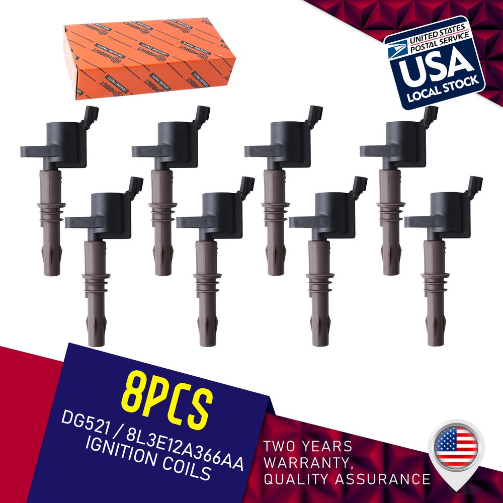 8Pack Heavy Duty 8L3E12A366AA Ignition Coils For Ford F150 4.6L 5.4L DG521 FD509