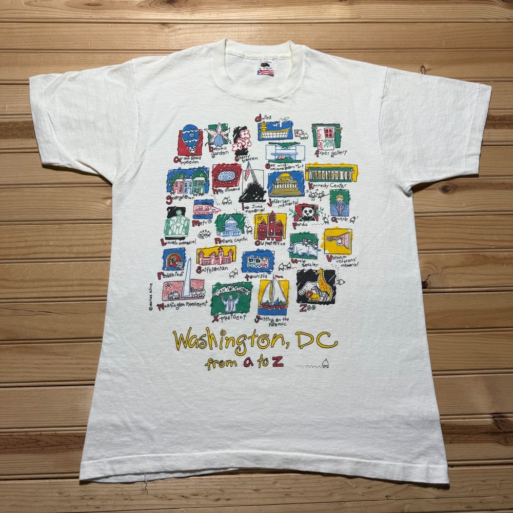 Vintage 90s Washington DC Tourist Spot Souvenir T-Shirt USA Made - Size Large