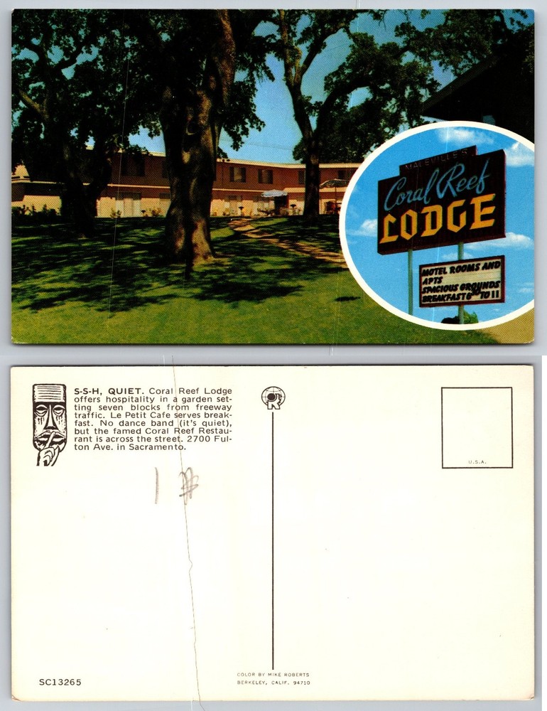 Vintage Coral Reef Lodge Motel Sacramento CA Postcard Mike Roberts Chrome
