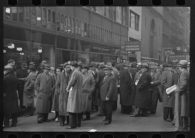 Photo:New York City NY 7th Ave 38th St 1936 Men on Street Crowd