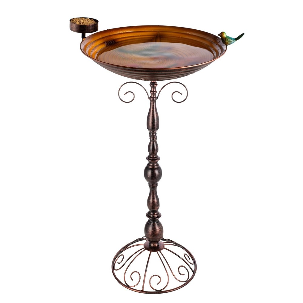13 Inch Metal Garden Bird Bath Outdoor for Patio Yard Decor