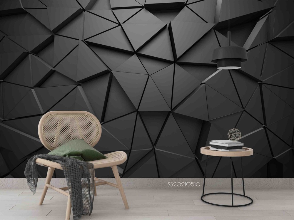 3D Black Geometric Graphic Wall Murals Wallpaper Murals Wall Sticker