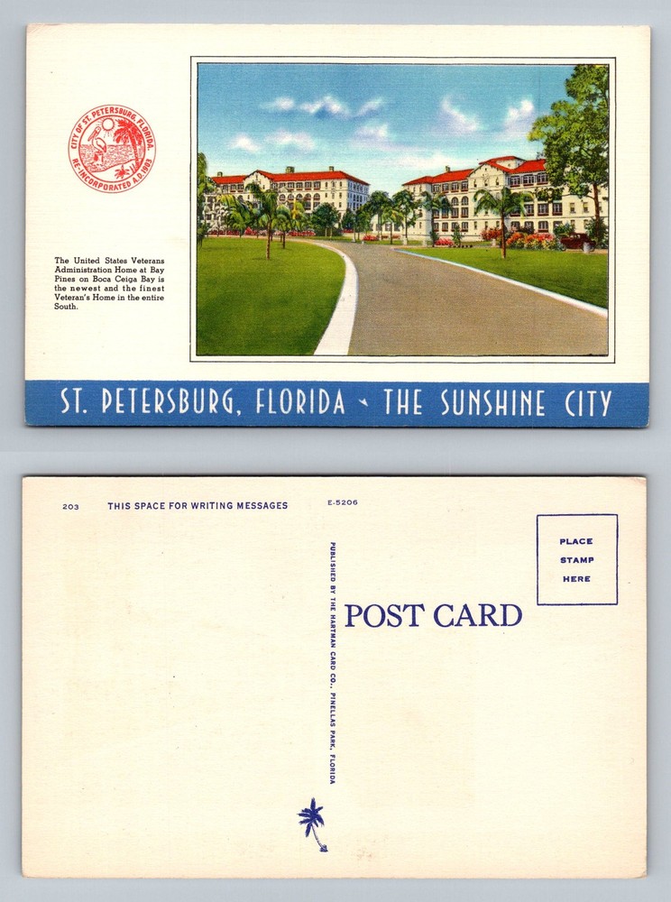 St. Petersburg, FL-Florida, Veterans Administration Bay Pines Vintage Postcard