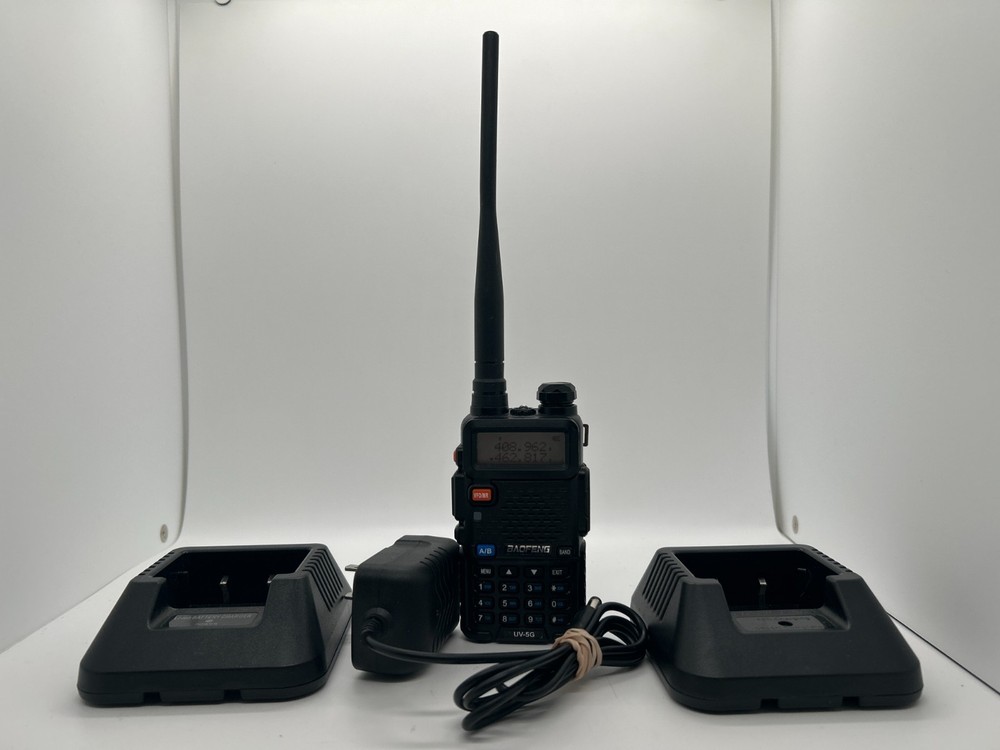 Baofeng UV-5G GMRS Two-Way Radio Handheld w/ AC Adapter – Tested Working - Used-image