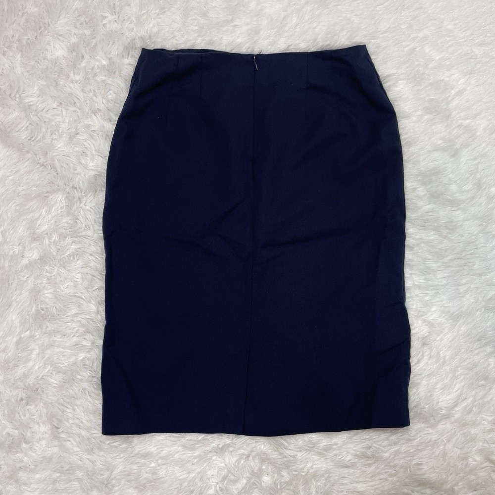 Pendleton Vintage 100% Virgin Wool Pencil Skirt Size 8 Navy Blue Made in USA