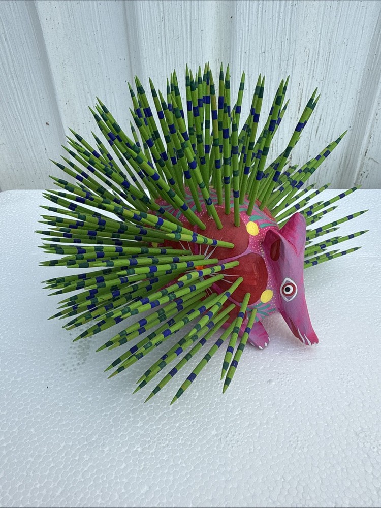 Oaxacan Alebrije Hand Crafted And Painted Porcupine Signed Josue Ortocha