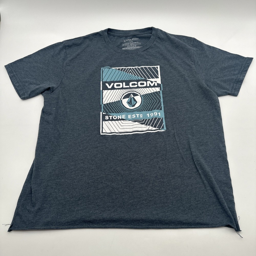 Volcom T-Shirt Men Large Gray Graphic Print Logo …#19665