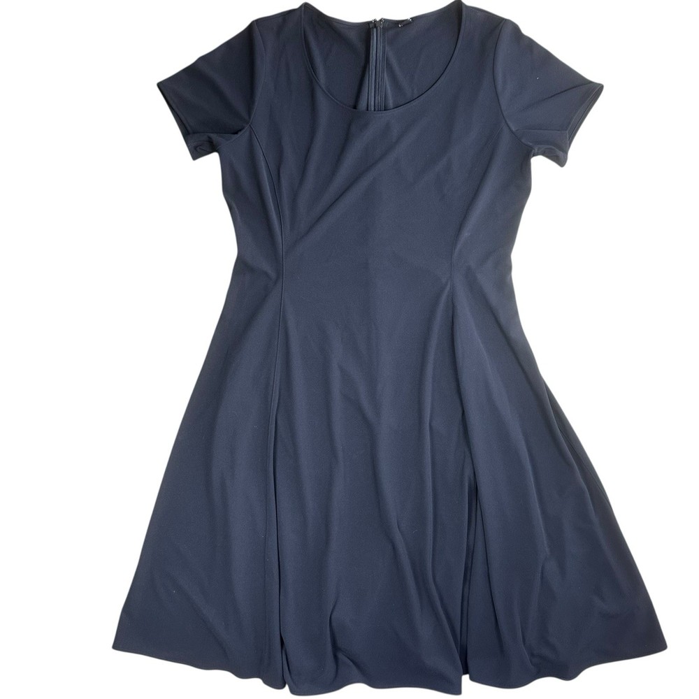 UNIQLO Black Fit & Flare Dress Women’s M Short Sleeve Scoop Neck A-Line Classic