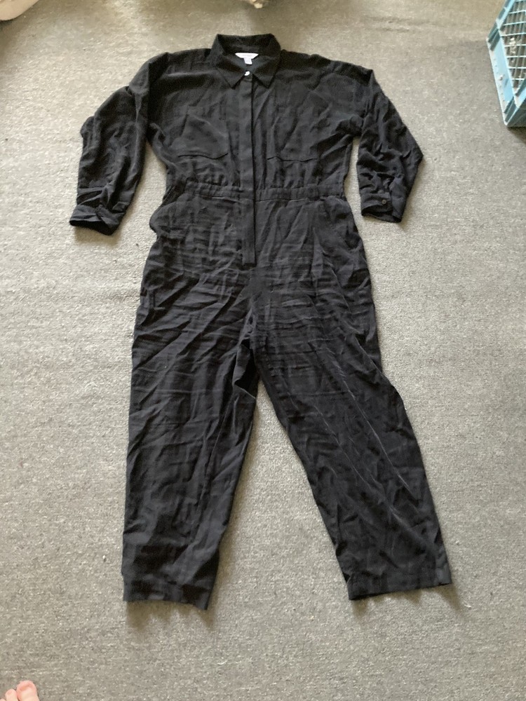 Nine West Black Belted Coveralls Longsleeve Jumpsuit XL Boilersuit