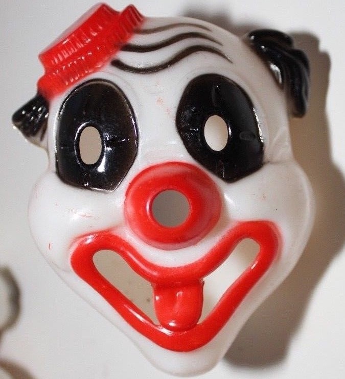 VINTAGE CLOWN HEAD FLASHLIGHT LIGHT COVER CREEPY ODD PLASTIC HALLOWEEN DECOR 70s