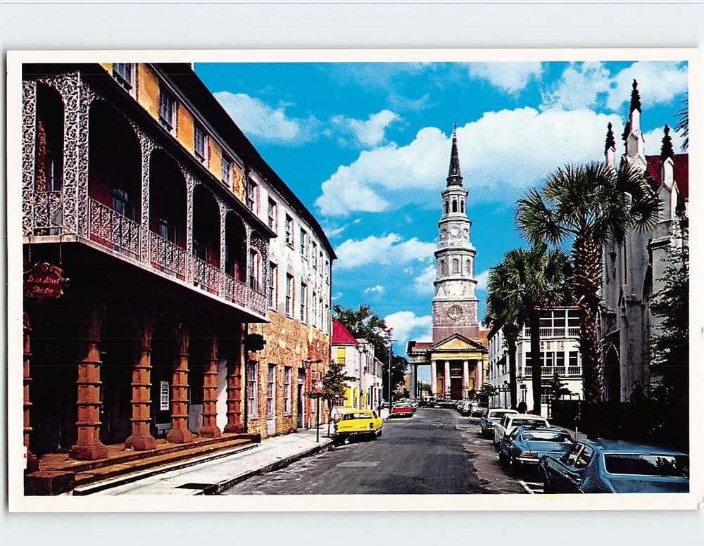 Postcard Along Church Street Charleston South Carolina USA