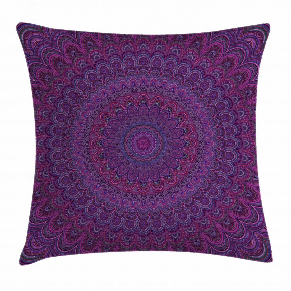 Vintage Purple Mandala Eggplant Square Pillow Cover 20 Inches