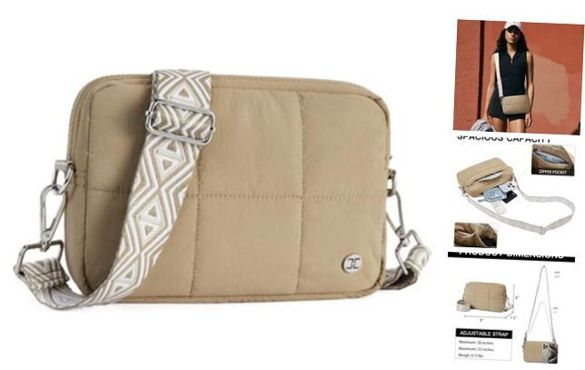Crossbody Bags for Women Crossbody Purse with Guitar Strap Lightweight Khaki