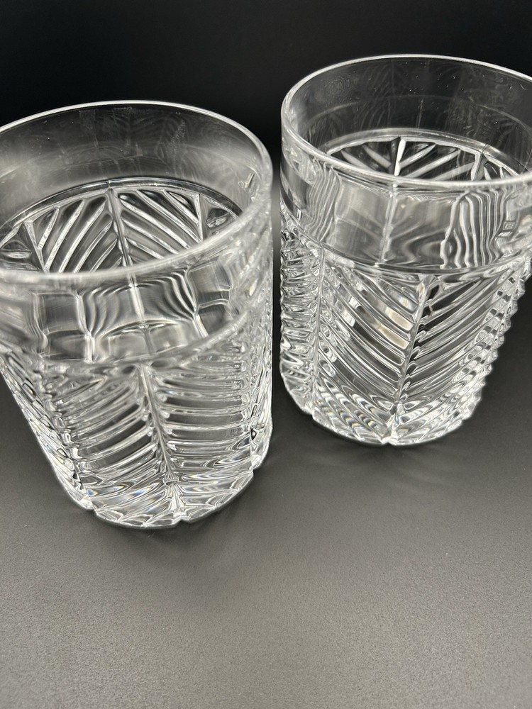 Ralph Lauren Crystal Glasses Herringbone Whiskey Old Fashioned set of 2