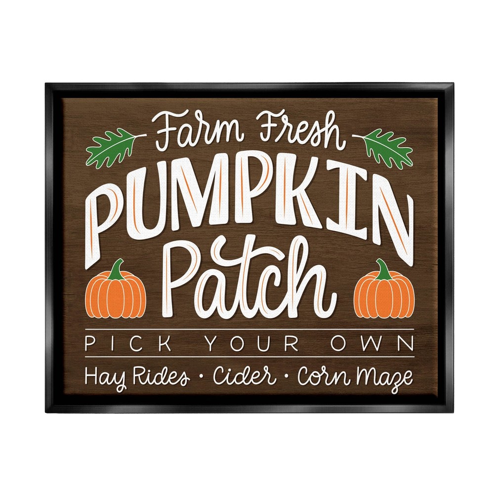 Farm Fresh Pumpkin Patch Sign Floating Framed Wall Art, Design by Jalynn Heerdt