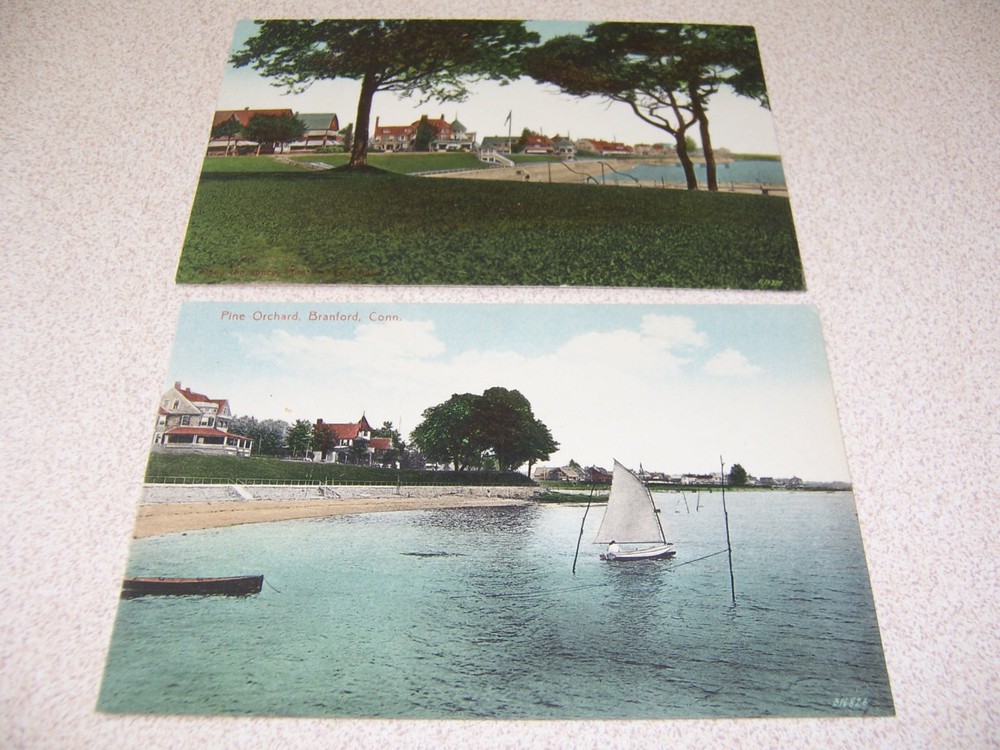 1910s VIEWS along THE SHORE, PINE ORCHARD, BRANFORD, CT. ANTIQUE POSTCARD LOT