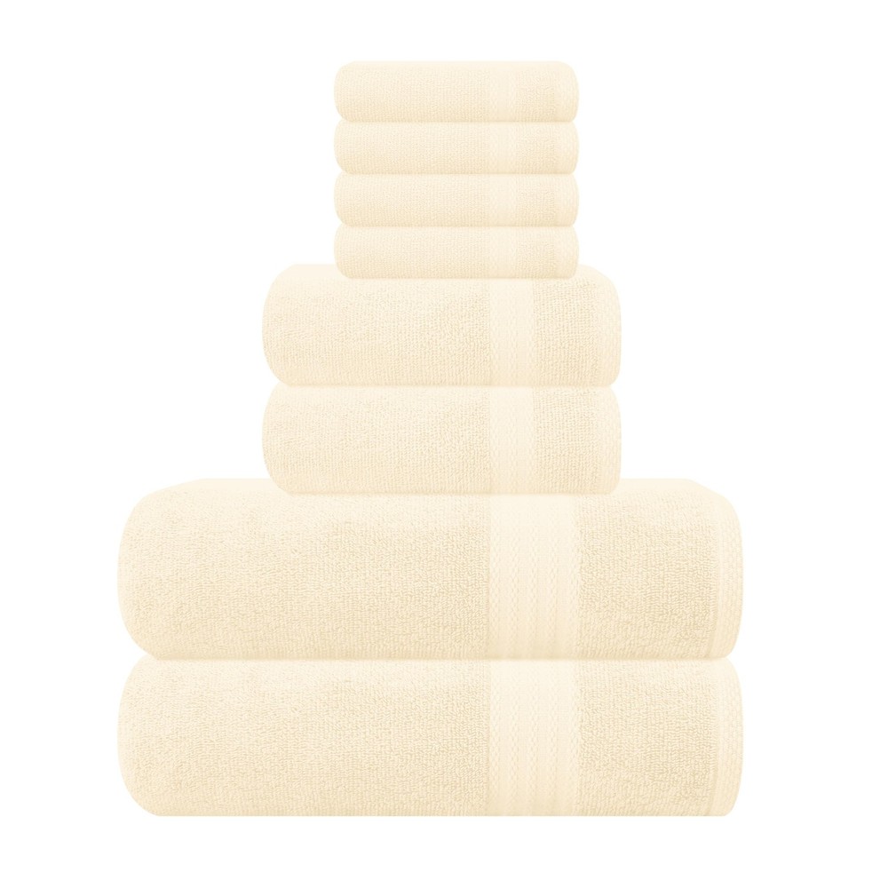 Ultra Soft 8-Piece Cotton Towel Set with 2 Oversized Bath Towels