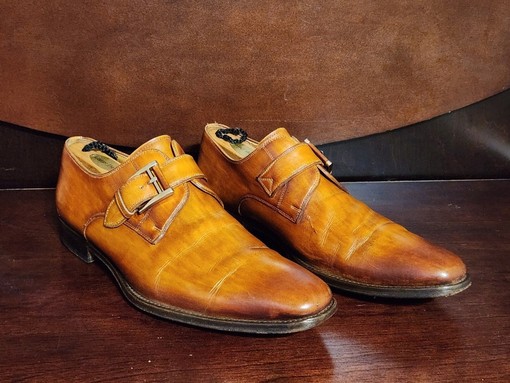 Men's MAGNANNI Marco II Monk Strap Brown LEATHER Dress Shoes 9.5M