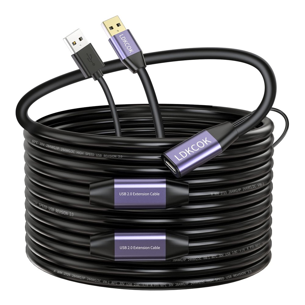 LDKCOK 100ft USB 2.0 Active Repeater Extension Cable Type A Male to Female High Speed