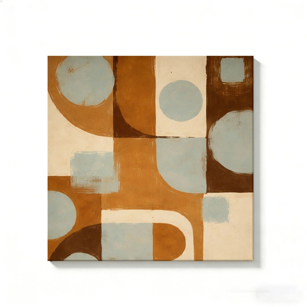 Geometric Abstract Canvas Painting 2D Flat Frameless Wall Art Home Office Decor