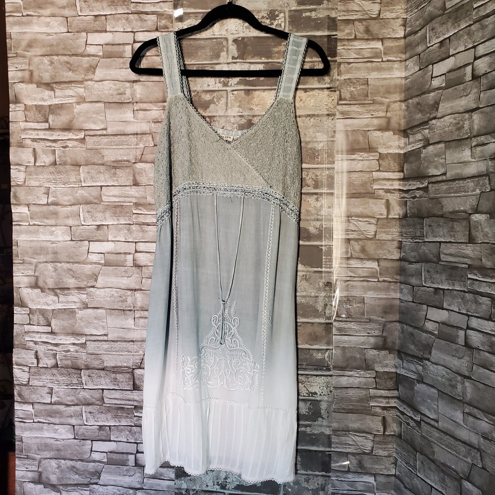 Raya Sun Mini Dress Sheath Sleeveless Beachy Summer Vacation Blue Embroidered Sm